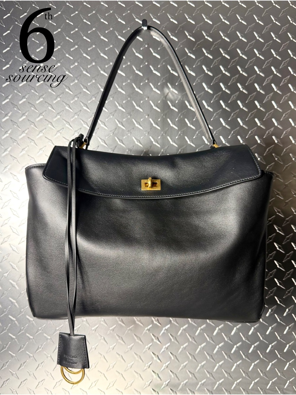 Balenciaga Smooth Calfskin Medium Rodeo Top Handle Bag in Black GHW